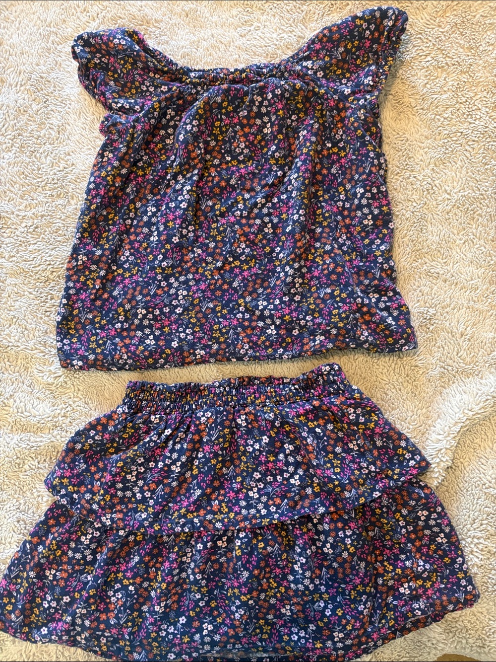 jumping beans Navy Floral Girls Matching Set - Purple, Pink, Orange, White